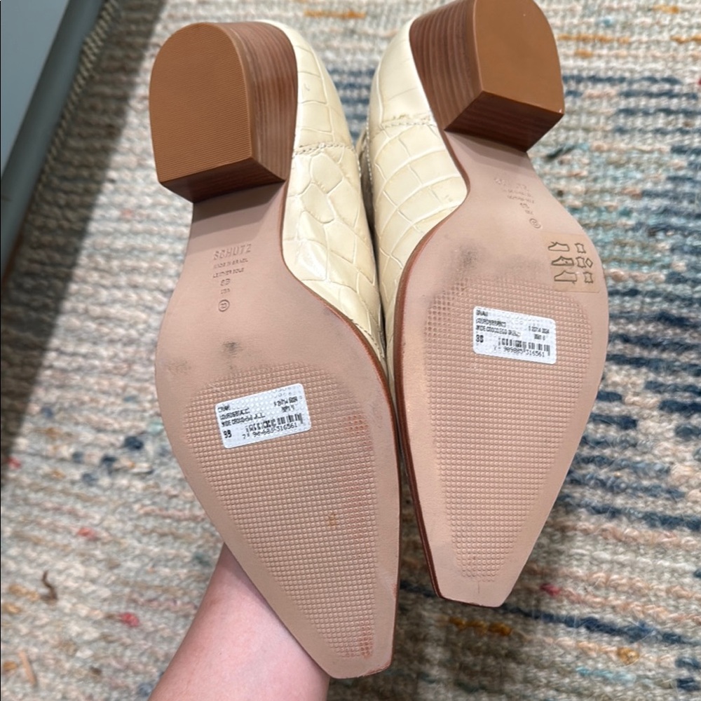 Schutz Chic Cream Croc-Embossed Ankle Boots - Picture 3 of 4